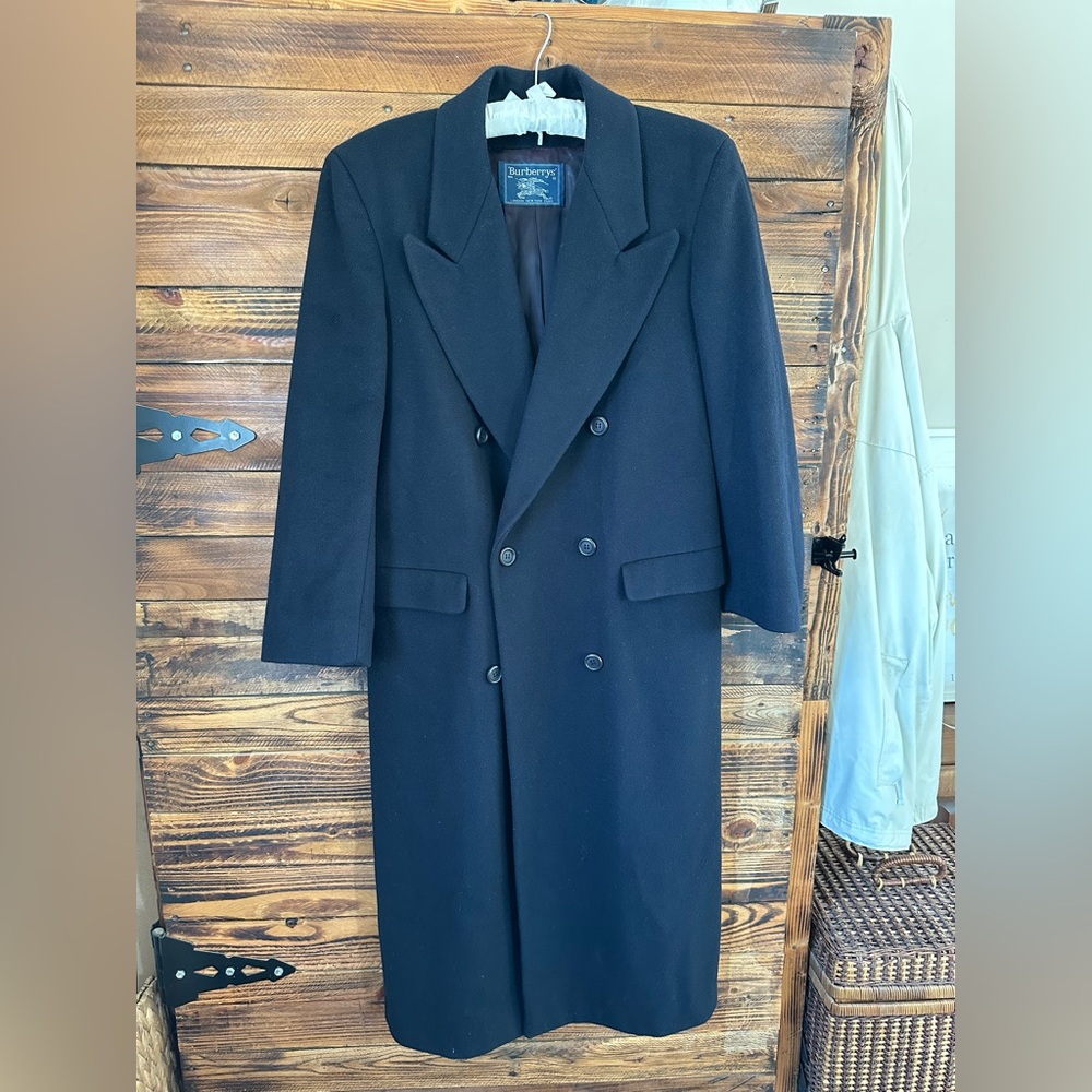 Vintage Burberrys Black‎ Wool Double-Breasted Men’s Overcoat